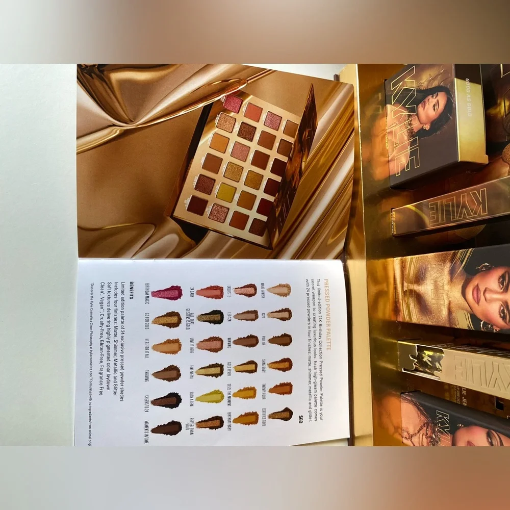 RARE! 24k Golden Birthday Collection Kylie Cosmetics PR Box Eyeshadow Lipstick - Picture 13 of 16
